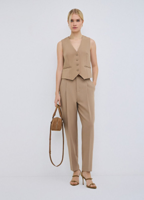 Зауженные брюки с ремнём, Бежевый