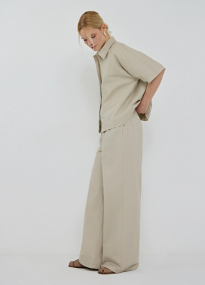 Широкие брюки со льном, Бежевый