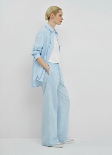 Прямые брюки из хлопка, Голубой