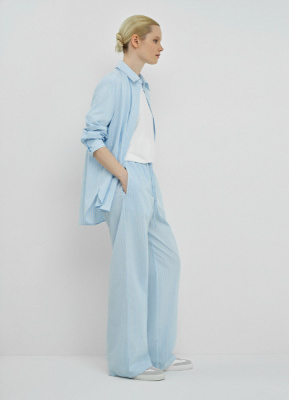 Прямые брюки из хлопка, Голубой