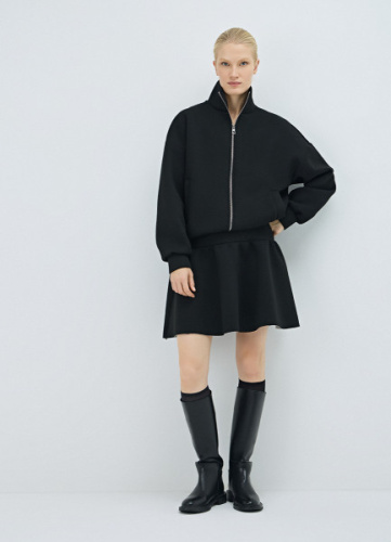 Бомбер из трикотажа, Черный
