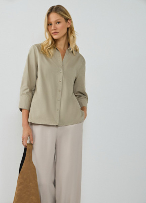Рубашка из хлопка с рукавом 3/4, Зеленый