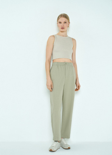 Хлопковые брюки Balloon с эластичным поясом, Зеленый