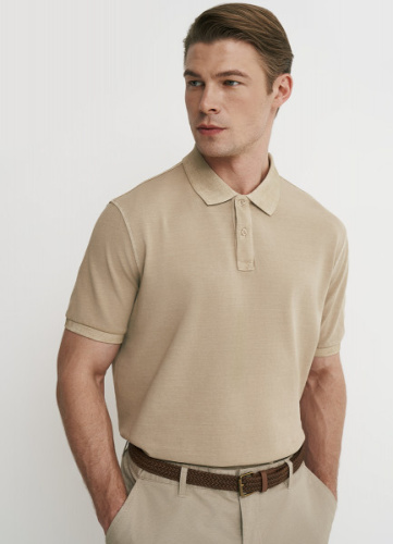 Поло с эффектом стирки, Бежевый