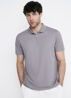 Поло из технологичной ткани с молнией, Серый