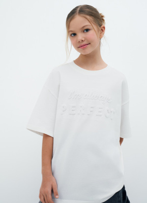 Футболка с объёмным принтом для девочек, Белый