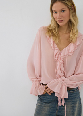 Блузка с рюшами, Розовый