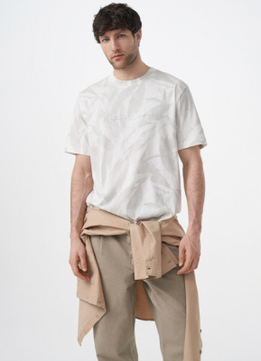 Футболка с растительным принтом, Белый