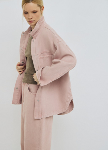 Джинсовая куртка-рубашка, Розовый