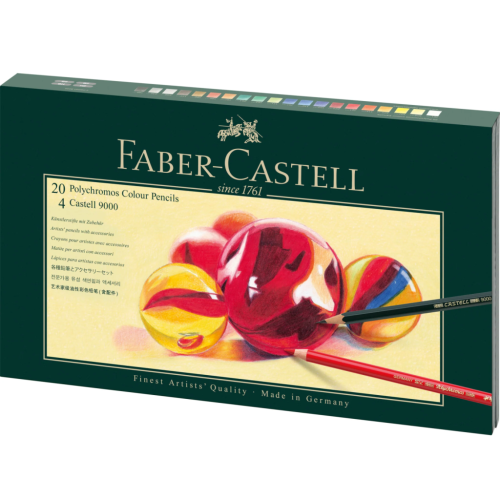 Набор карандашей цветные Faber-Castell "Polychromos" 20 цв.+ 4 ч/г заточен., студийная коробка