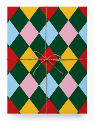 Бумага "Ромбы на зеленом"