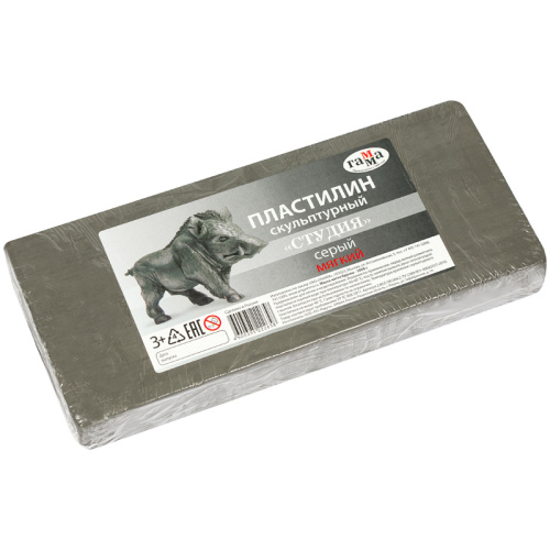 Пластилин скульптурный Гамма 1000 г серый мягкий