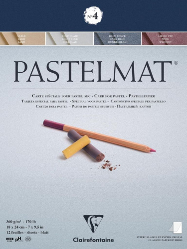 Блокнот для пастели Clairefontaine "Pastelmat"№4 18х24 см 12 л 360 г 4 оттенка