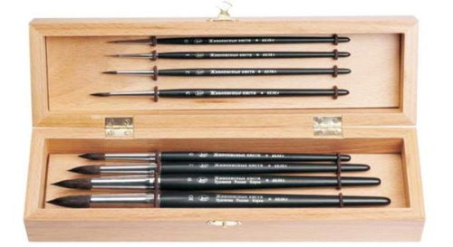 Набор кистей Белка Roubloff "№10" 8 шт (№0,1,2,3,5,7,9,12) в буковой шкатулке