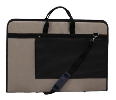 Папка А2 бежевая с коричневым карманом