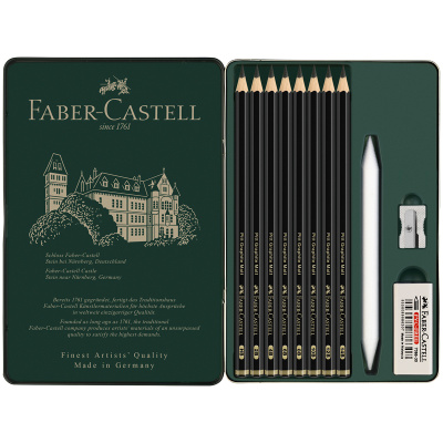 Набор карандашей чернографитовых матовых Faber-Castell "Pitt Graphite Matt" 8 шт, заточ, ластик, мет
