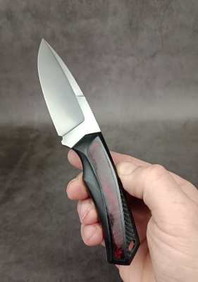 Нож Pocket Wolf Мини Тактик, сталь AUS10Co, рукоять G10, черный с красной вставкой