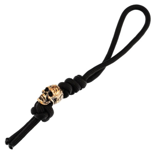 Темляк малый с бусиной "Череп", черный