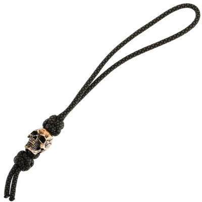 Темляк средний олива с бусиной "Большой череп"