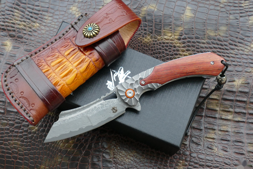 Складной нож Steelclaw Бук, сталь VG-10/дамаск, рукоять красное дерево