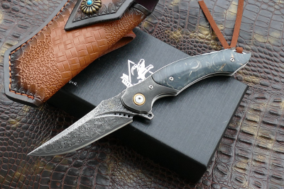 Складной нож Steelclaw Вега, сталь VG10/дамаск, рукоять кап клёна