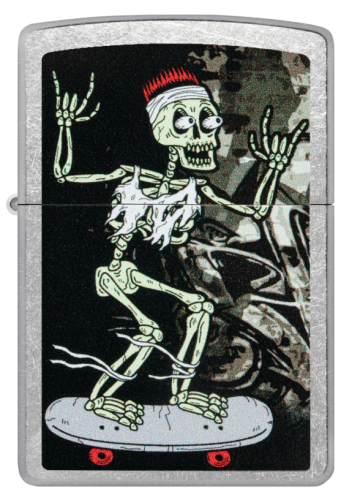 Зажигалка ZIPPO Skateboard Design с покрытием Street Chrome, латунь/сталь, серебристая, 38x13x57 мм