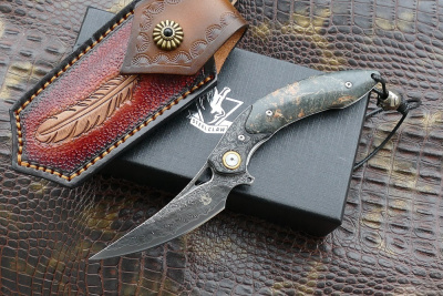Складной нож Steelclaw Пион, сталь VG10/дамаск, рукоять кап клёна