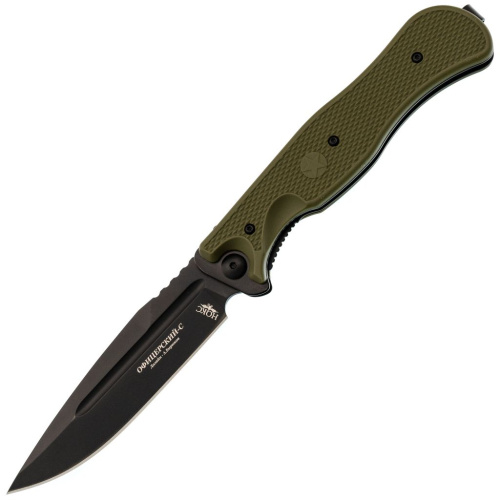 Складной нож Офицерский-С, сталь D2, рукоять пластик, зелёный