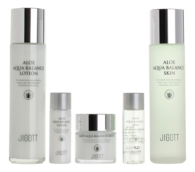 Набор для лица с экстрактом алоэ вера Aloe Aqua Balance Skin Care 3 (тонер 150/30мл + лосьон 150/30мл + крем 50мл)