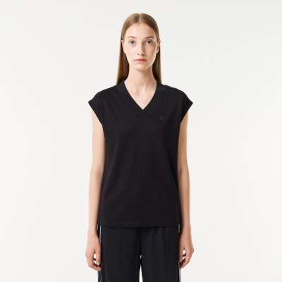 Женская Футболка Lacoste Slim Fit с v-образным вырезом