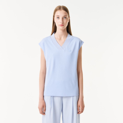 Женская Футболка Lacoste Slim Fit с v-образным вырезом