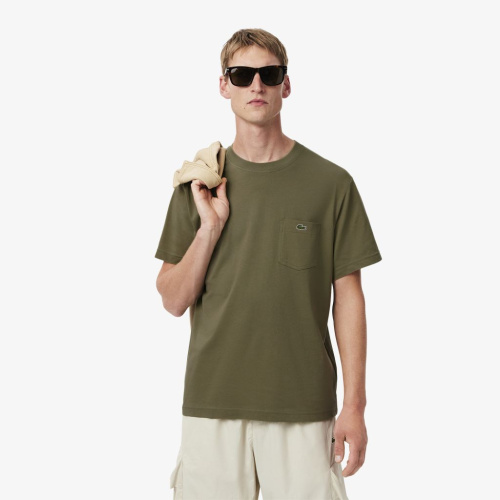 Мужская Футболка Lacoste из хлопка с нагрудным карманом