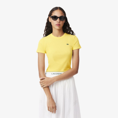 Женская Футболка Lacoste Slim Fit из хлопка в рубчик