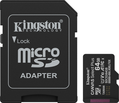 Карта памяти Kingston Canvas Select Plus microSDXC UHS-I 64GB с адаптером SDCS3/64GB