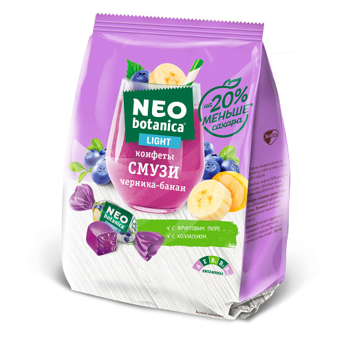 Конфеты смузи Neo Botanica с черникой и бананом, 150 гр.