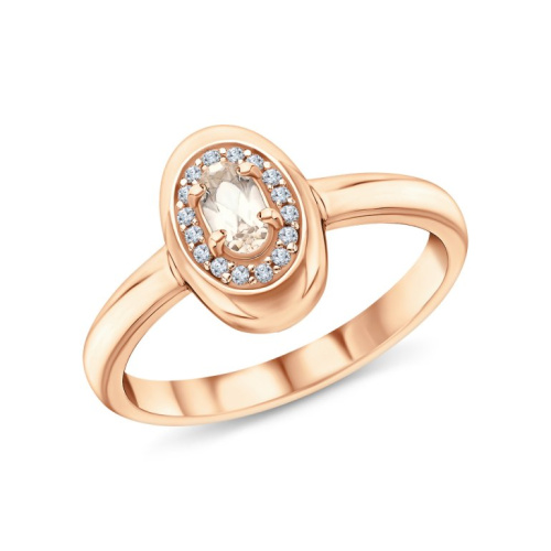 Серебряное кольцо с фианитами и морганитами природными