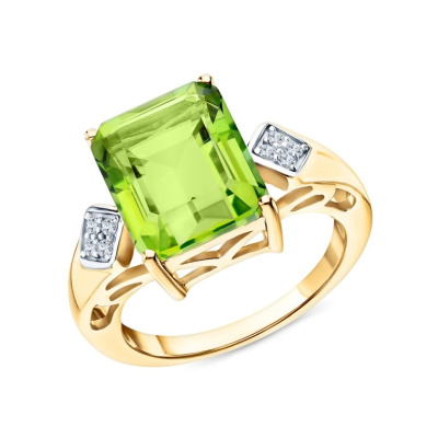 Серебряное кольцо с фианитами и кварцами природными