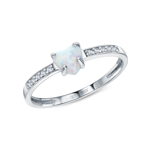 Серебряное кольцо с фианитами и опалами