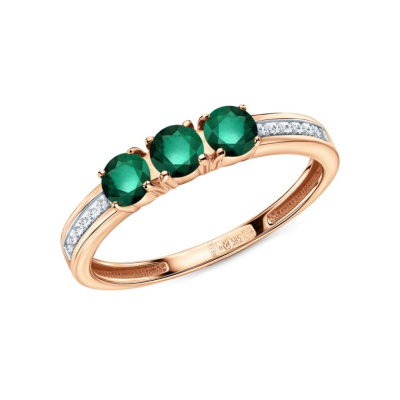 Золотое кольцо с бриллиантами природными и изумрудами природными