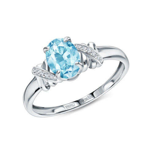 Золотое кольцо с бриллиантами природными и топазами природными