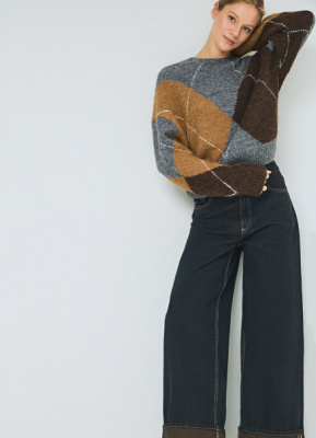 Джемпер с узором, Серый