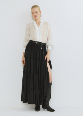 Юбка макси из шифона, Черный