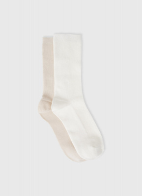 Носки в рубчик, 2 пары, Бежевый