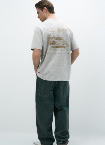 Футболка с принтом, Бежевый