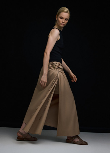 Асимметричная юбка с драпировкой, Бежевый