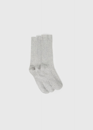 Носки в рубчик, 3 пары, Серый