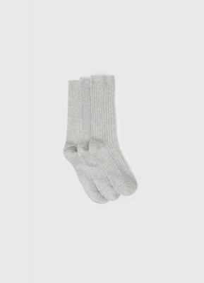 Носки в рубчик, 3 пары, Серый