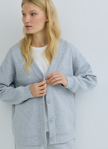 Кардиган с вышивкой, Серый