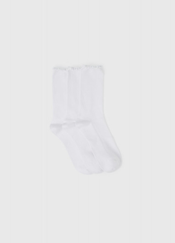 Носки в рубчик, 3 пары, Белый