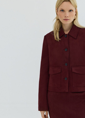 Укороченный жакет из искусственной замши, Фиолетовый